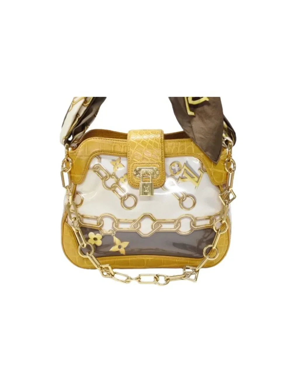 Louis Vuitton Sac Fural Shoulder Bag Tote White Yellow Gold